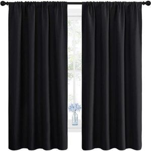 Blackout Curtain Blinds Solid Thermal Insulated Window Treatment Black 2 Panels